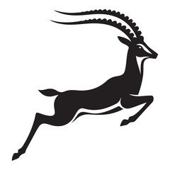 Elegant Gazelle Leaping Silhouette Vector Graphic Art Illustration