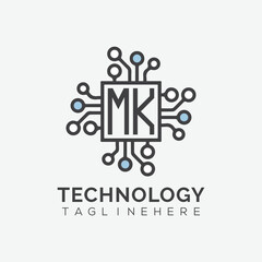 initial monogram for technology logo with squire style design