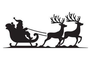 Santa Claus sleigh silhouette with reindeer Christmas holiday illustration