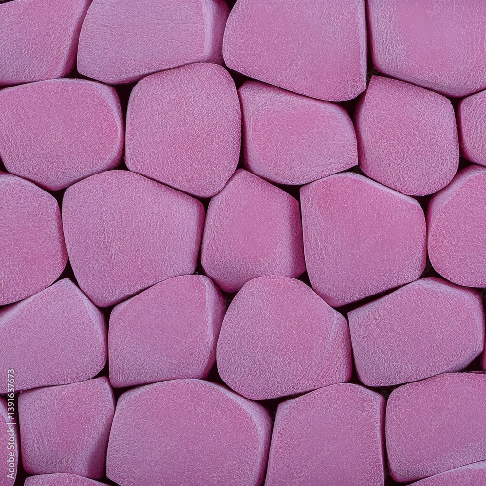 Poster close-up of textured surface with irregular pale pink pebbles resembling chewed bubblegum creating a