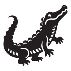 Alligator Silhouette Vector Illustration a dangerous reptile drawing design