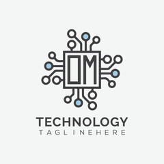 initial monogram for technology logo with squire style design
