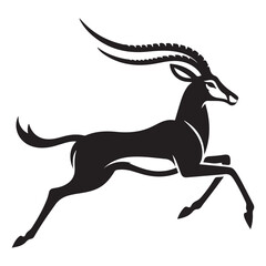 Gazelle Antelope Running Silhouette Vector Wildlife Illustration