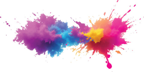 An Abstract Watercolor Masterpiece Filled with Bright, Colorful Splatters, Bold Brush Strokes, and Stunning Stains, All Blending Together on a Clean White Background to Create a Modern Artistic Effect