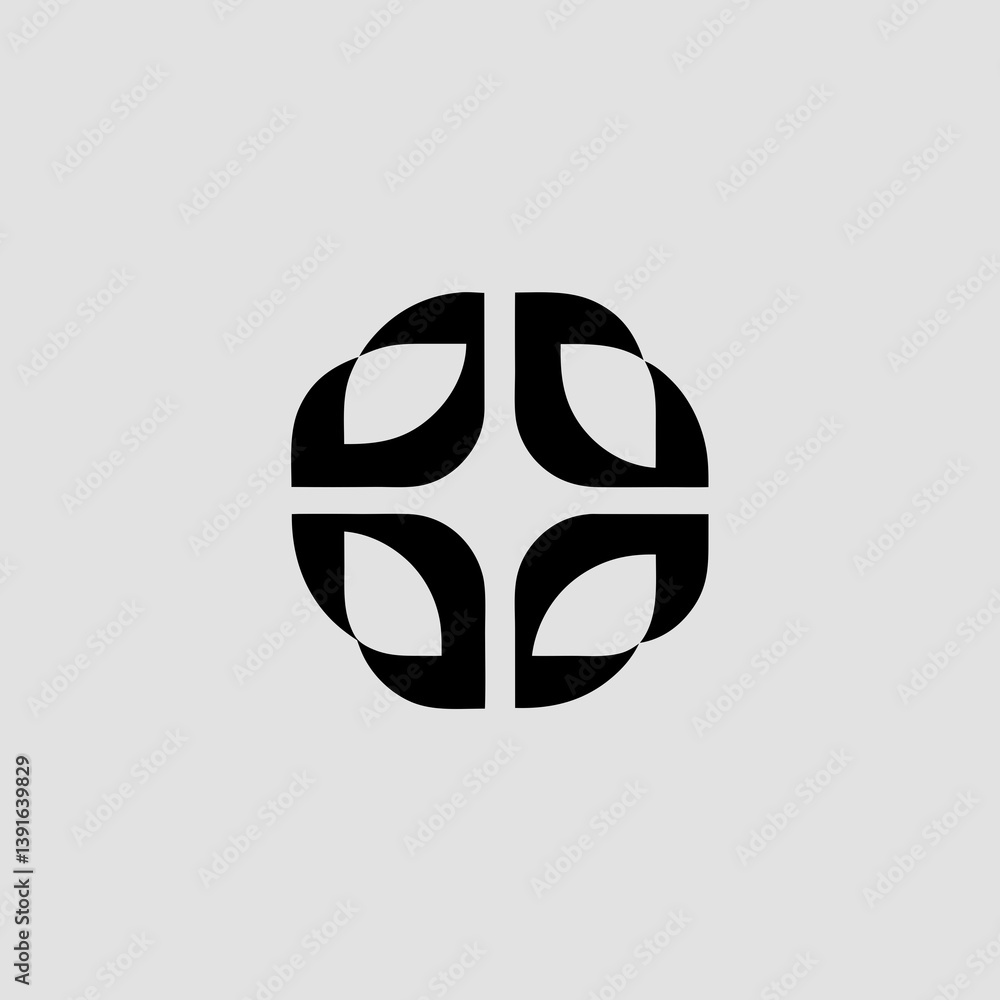 Poster abstract circular design with four leaf like elements