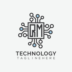 initial monogram for technology logo with squire style design