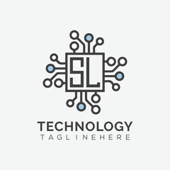 initial monogram for technology logo with squire style design