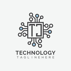 initial monogram for technology logo with squire style design