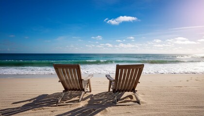 Fototapeta premium beach chairs on the beach