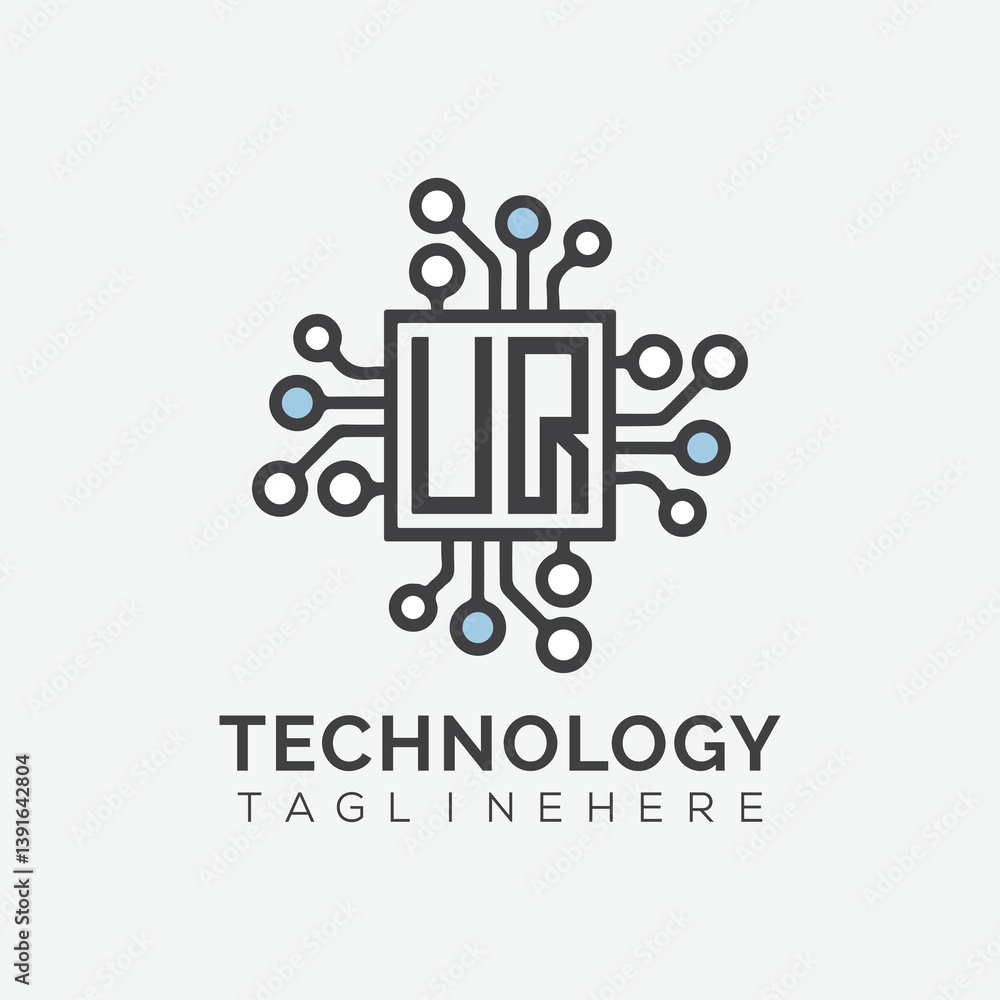 Fototapete initial monogram for technology logo with squire style design