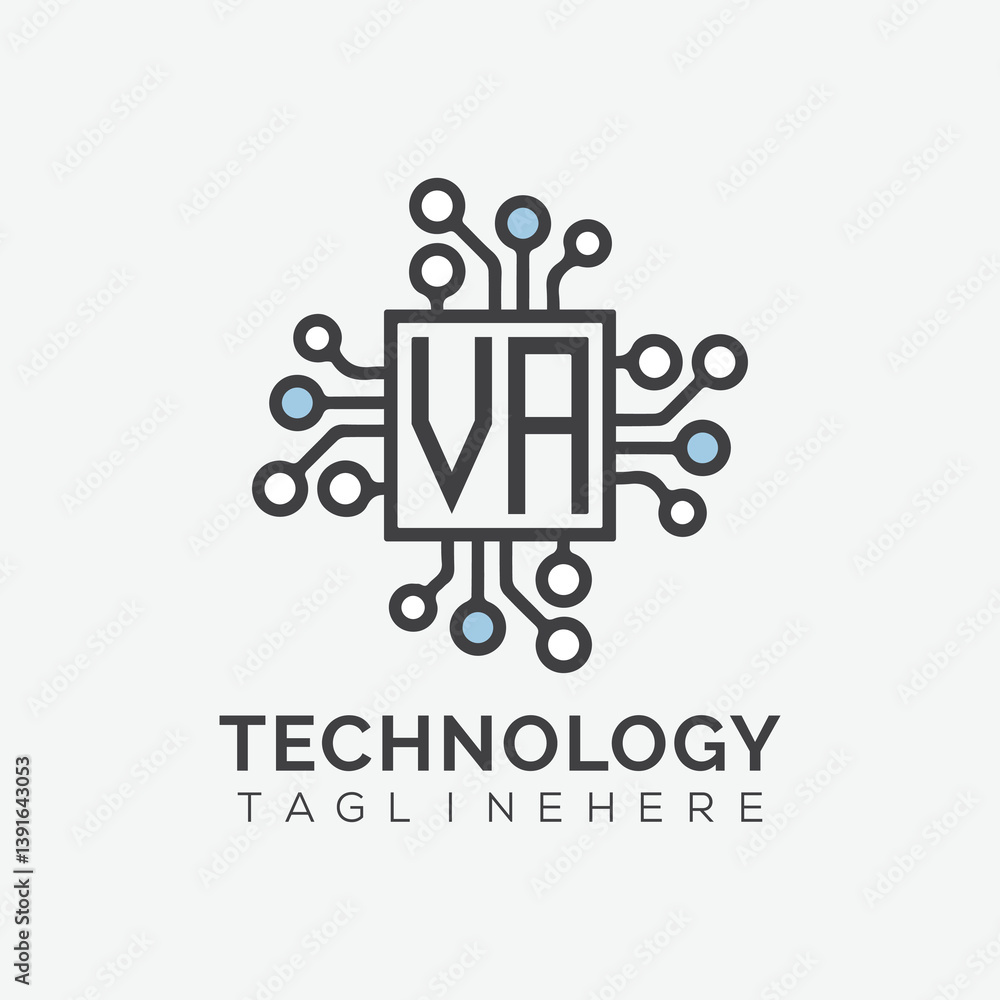 Fototapete initial monogram for technology logo with squire style design