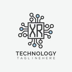 initial monogram for technology logo with squire style design