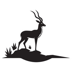 Silhouette Impala Illustration African Wildlife Vector Design Template