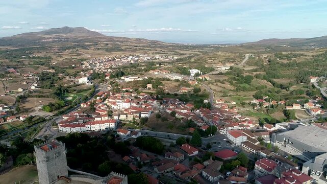 Drone footage showing the whole city of Montalegre, in Portugal.