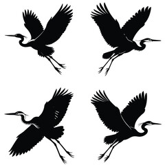 Fototapeta premium Heron Vector Silhouetted Bundle Set Collection
