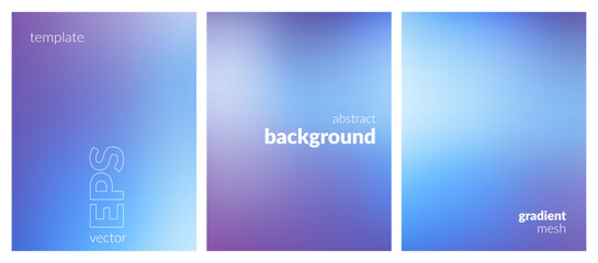 Abstract liquid background set. Gradient mesh. Effect bright color blend. Blurred fluid colorful mix. Modern design template for web covers, ad banners, posters, brochures, flyers. Vector EPS