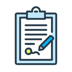 Clipboard with Signature Representing Approval or Agreement Icon Design
