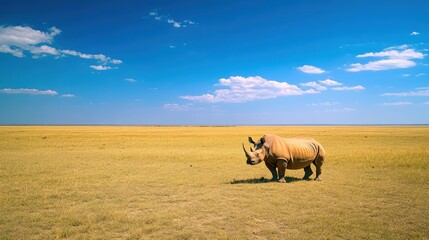White Rhinoceros in African Savanna