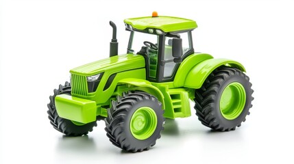 Obraz premium 85.Tractor. Toy for children. Green toy tractor isolated on white background. Copy space