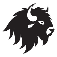 Majestic Bison Head Profile Vector Silhouette Design Element