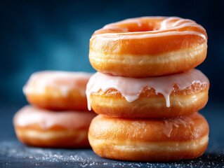  stacked glazed doughnuts,