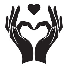Heart Hands Silhouette Vector Illustration Symbolizing Love and Care