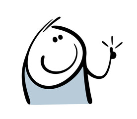 Stickman gives a thumbs up. Vector illustration is a sign of approval, like. Cartoon people isolated on a white background.