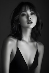 Fototapeta premium Monochrome Elegance: A Dance of Shadows and Style in High-Fashion