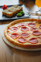 Fresh and delicious pizza with filling