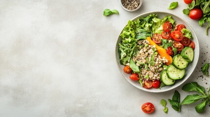 Healthy vegetarian bowl with quinoa and vegetables