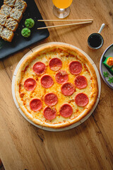 Fresh and delicious pizza with filling