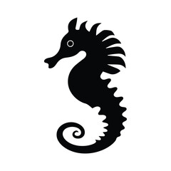 Fototapeta premium Minimal Seahorse minimalist black color silhouette design vector art