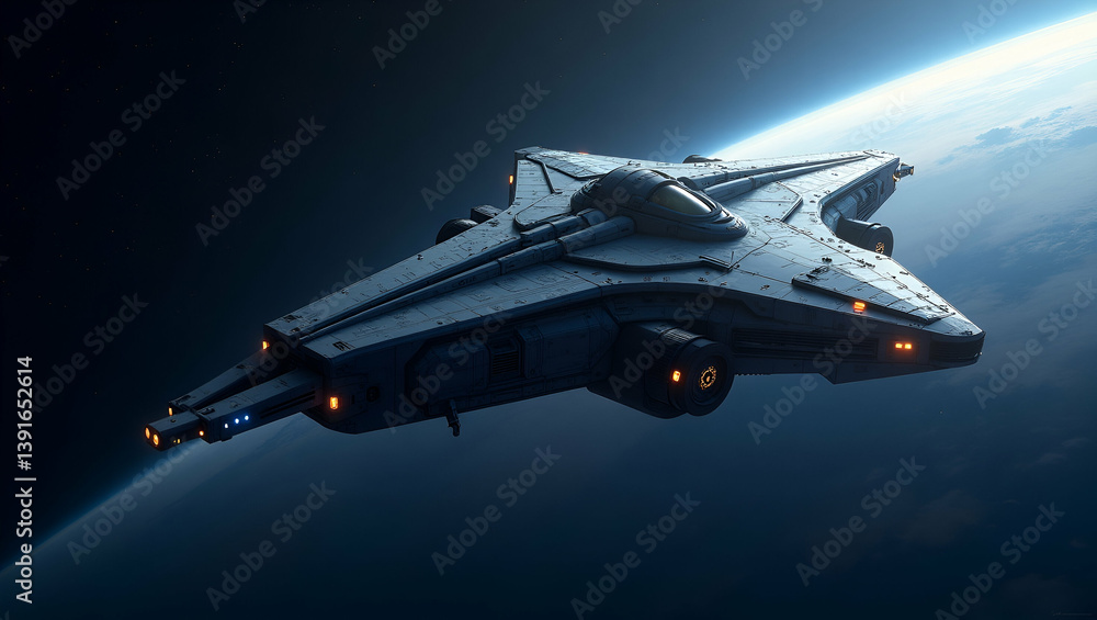 Poster visionary interstellar spacecraft designs: advanced engineering & futuristic architecture in dynamic