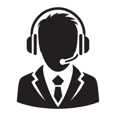 Professional Customer Support Representative Silhouette Vector Illustration Design