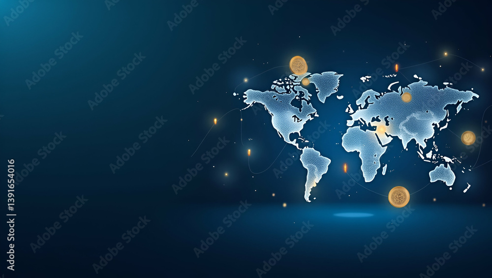 Poster explore modern visual narratives showcasing international stablecoin adoption, highlighting secure d