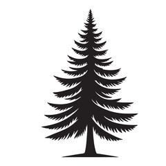Simple Evergreen Pine Tree Silhouette Vector Illustration for Festive Decoration