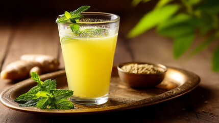 Fototapeta premium tangy jaljeera, p: a glass of tangy jaljeera,