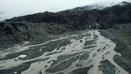 Flying over the landscape of Iceland during daytime
