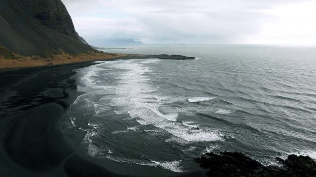 Flying over the landscape of Iceland during daytime