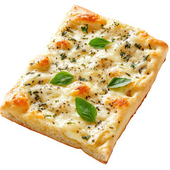 Cheesy Herb Focaccia on transparent background
