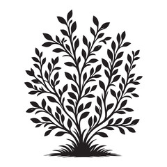 Silhouette Vector Illustration of Small Leafy Bush Design