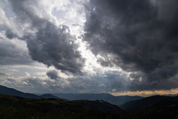 clouds over the mountains before rain