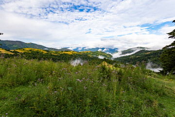 mountain landscape with blue sky