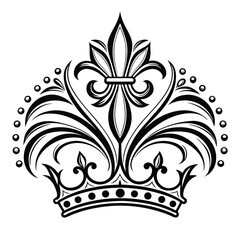 Elegant Black and White Fleurdelis Crown Royal Design