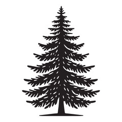 Evergreen Tree Silhouette Vector Illustration for Christmas and Nature