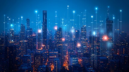 urban skyline and data chart fusion showcasing the interconnected structure of global finance economic development market innovation and wealth growth strategies
