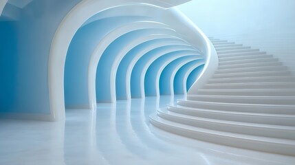 Fototapeta premium Futuristic staircase in arched hallway
