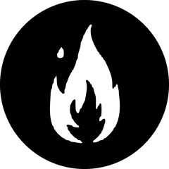 Stylized representation of a flame against a contrasting circular backdrop