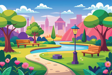 Fototapeta premium beautiful park vector illustration