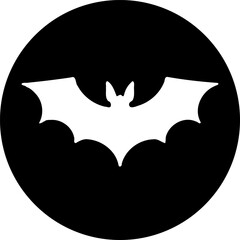 Fototapeta premium Silhouette of a bat against a dark circular field, hinting at nocturnal themes